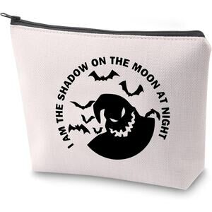 Oogie Cosmetic Bag Ghost Makeup Bag With Zipper 7.5"X16.5" Cream New